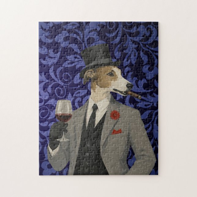 Dapper Greyhound Gentleman in Suit Jigsaw Puzzle (Vertical)