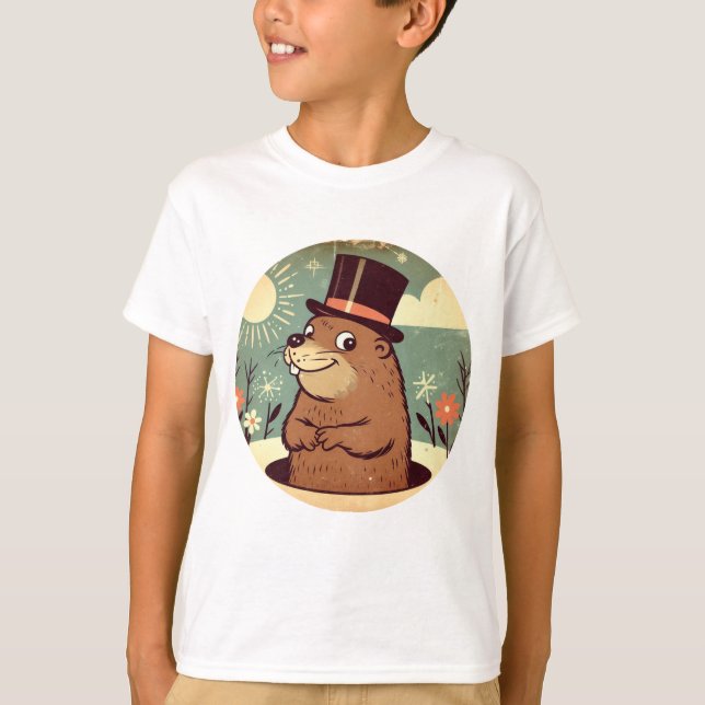 Dapper Groundhog Day Celebration T-Shirt (Front)