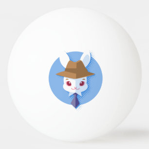 Dapper Kawaii White Rabbit Ping Pong Ball