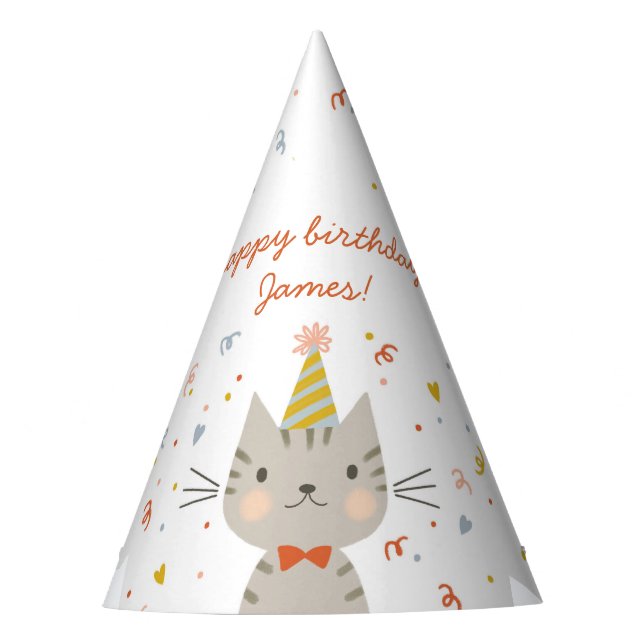 Dapper Kitty Birthday  Party Hat (Front)