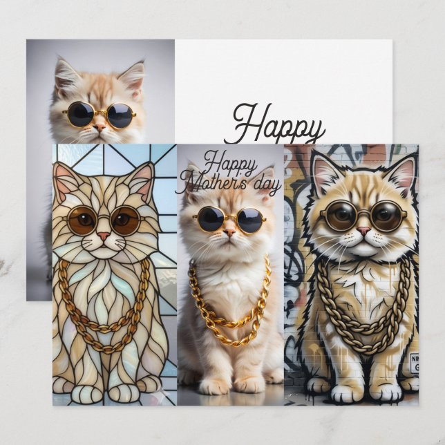  Dapper Kitty in Sunglasses – Personalized Invitation (Front/Back)
