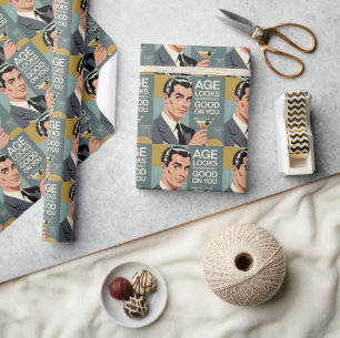 Dapper Man with a Martini and Birthday Message Wrapping Paper
