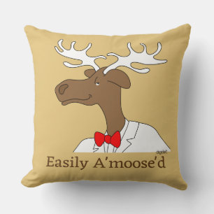 Dapper Moose Whimsical Throw Pillow