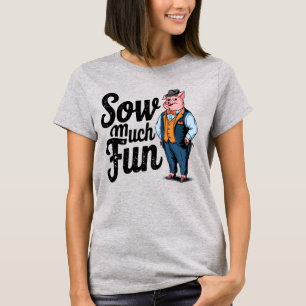 Dapper Pig in Suit Funny Character Design T-Shirt