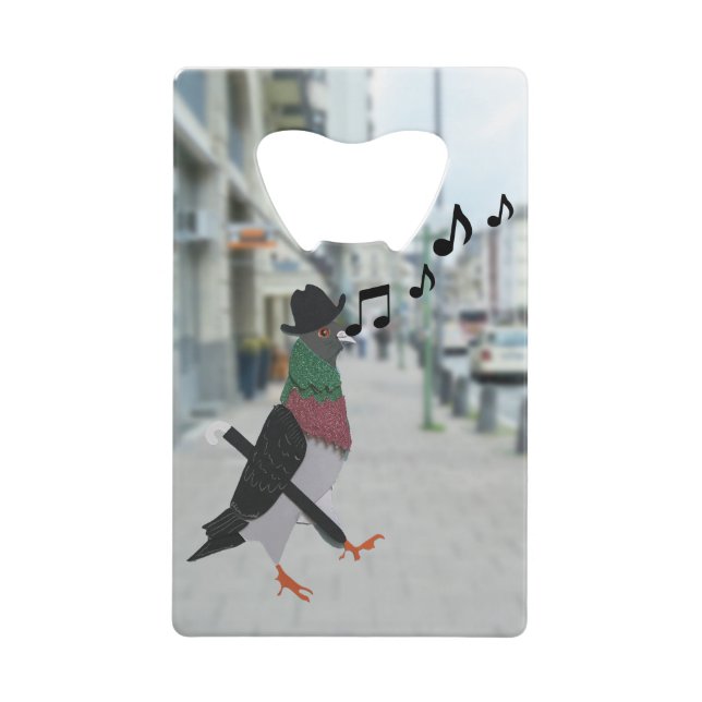 Dapper Pigeon About Town Funny Credit Card Bottle Opener (Front)