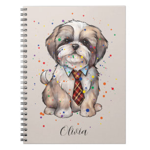 Dapper Shih Tzu Notebook – Watercolor Dog with Tie