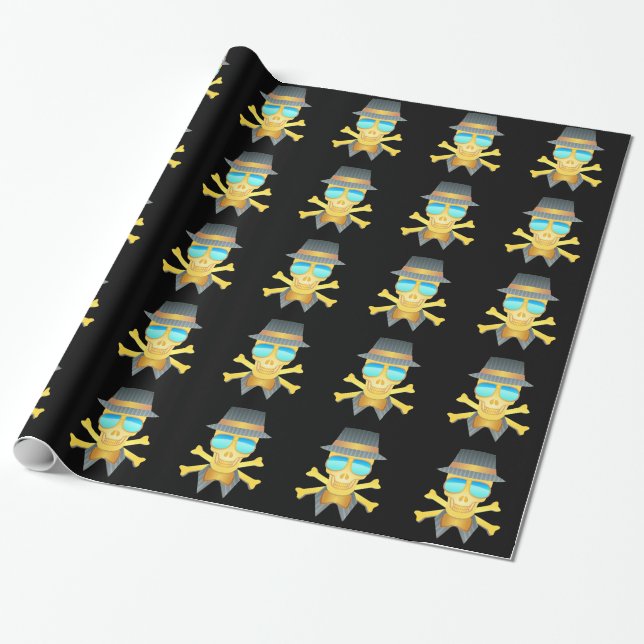 Dapper Skull Wrapping Paper (Unrolled)