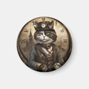  Dapper Steampunk Calico Cat Magnet