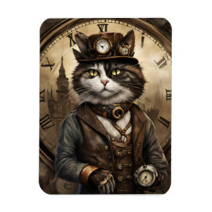  Dapper Steampunk Calico Cat Magnet