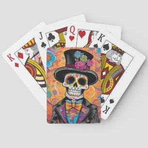 Dapper Sugar Skull Skeleton: Day of the Dead  Playing Cards