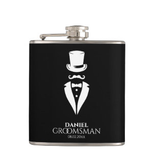 Dapper Top-hat Tux Personalized Groomsmen Flask