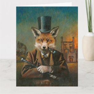 Dapper Victorian Fox Grande carte de voeux