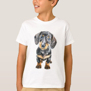Dapple Dachshund Puppy Portrait Kids T-Shirt