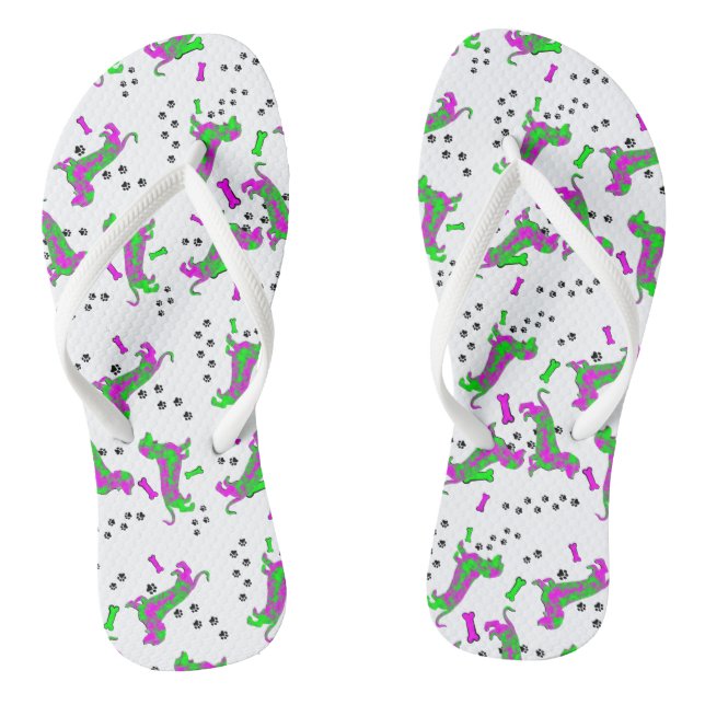 Dapple Dachsunds Everywhere Flip Flops (Footbed)