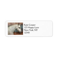 Dapple Gray Andalusian Horse Portrait Label
