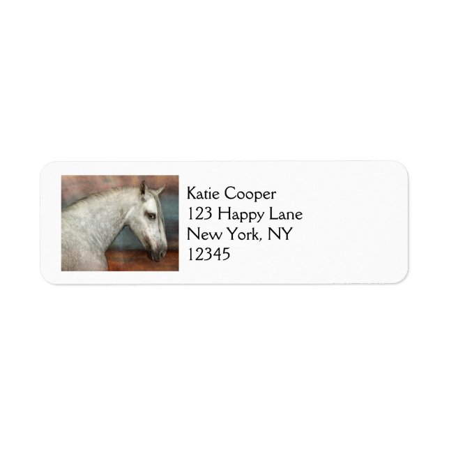 Dapple Gray Andalusian Horse Portrait Label (Front)