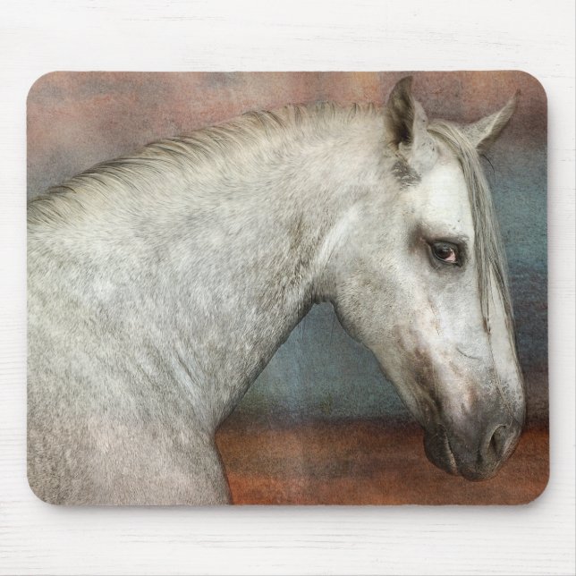 Dapple Grey Andalusian Horse Portrait Mouse Pad (Front)