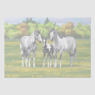 Dapple Grey Pinto Paint Horses In Summer Pasture Tissue Paper