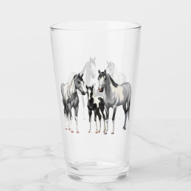 Dapple Grey Pinto Paint Quarter Horses Glass (Front)