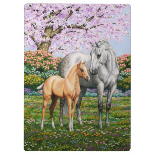 Dapple Grey Quarter Horse Mare Palomino Foal Clipboard