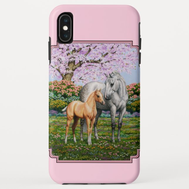 Dapple Grey Quarter Horse Mare Palomino Foal Pink Case-Mate iPhone Case (Back)