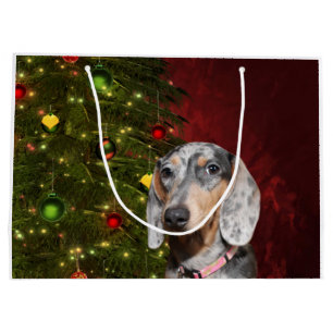 Dappled Dachshund Christmas Large Gift Bag