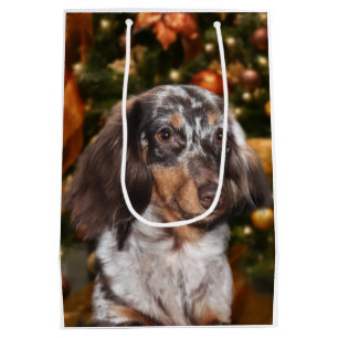 Dappled Dachshund Christmas Medium Gift Bag