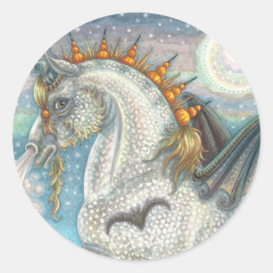 DAPPLED GOTH UNICORN, HALLOWEEN HORSE STICKERS Rnd