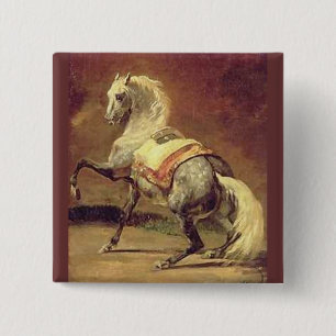 DAPPLED GREY HORSE 2 INCH SQUARE BUTTON