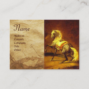 DAPPLED GREY HORSE Parchment Monogram Business Card