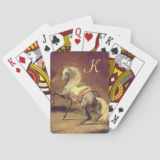 DAPPLED GREY HORSE , WhiteYellow Brown Playing Cards (Back)