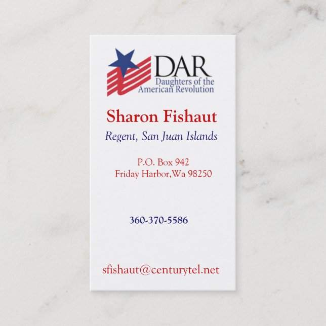 DAR for Mom 2 Business Card (Front)
