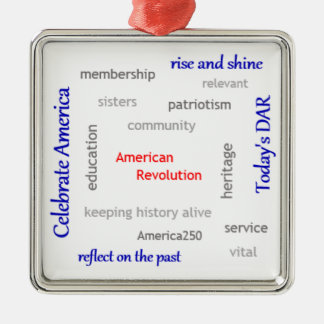 DAR Word Cloud Metal Ornament
