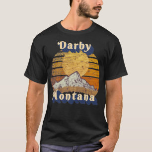 Darby Montana Retro Mountain Sunset Styled Pullove T-Shirt