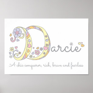 Darcie letter D name meaning girls art poster