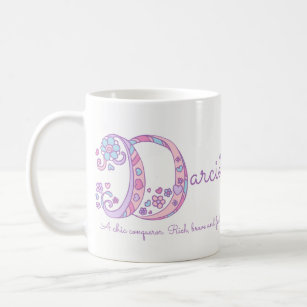 Darcie name meaning heart flower D monogram mug