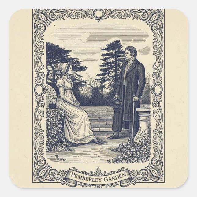 Darcy & Elizabeth scene Square Sticker (Front)