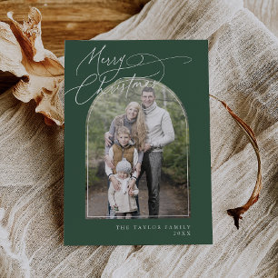 DARCY Green Arch Family Classic Photo Christmas Holiday Card