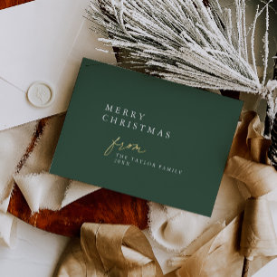 DARCY Green Foil Boho DIY Modern Merry Christmas Holiday Card