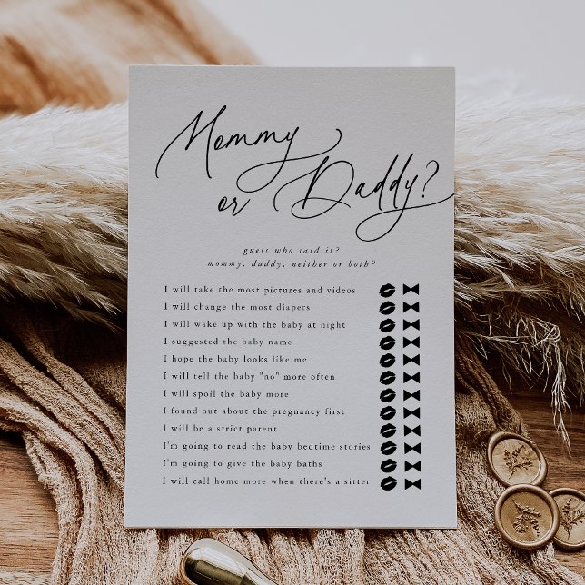 DARCY Guess Who Mommy Daddy Baby Shower Game Card (DARCY Guess Who Mommy Daddy Baby Shower Game Card)