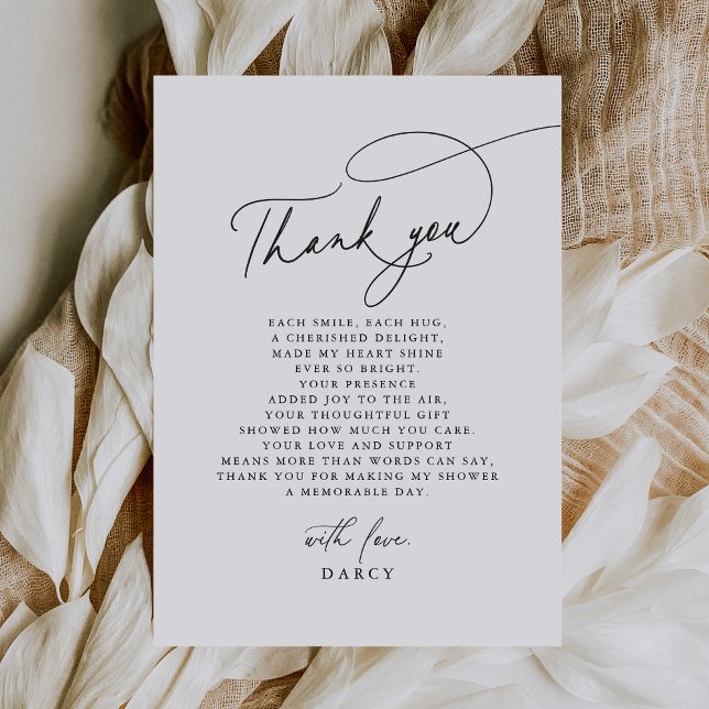 DARCY Minimalist Modern Black White Baby Shower Thank You Card (DARCY Minimalist Modern Black White Baby Shower Thank You Card)