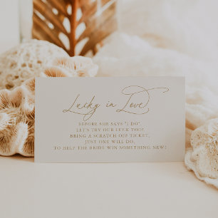 DARCY Modern Minimalist Ivory Gold Lucky In Love Enclosure Card