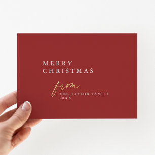 DARCY Red Foil Boho DIY Modern Merry Christmas Holiday Card
