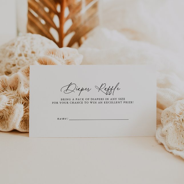 DARCY Simple Black White Baby Shower Diaper Raffle Enclosure Card (DARCY Simple Black White Baby Shower Diaper Raffle Enclosure Card)