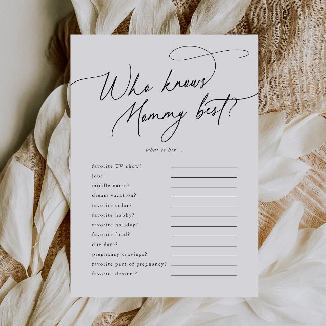 DARCY Who Knows Mommy Best Baby Shower Game Card (DARCY Who Knows Mommy Best Baby Shower Game Card)