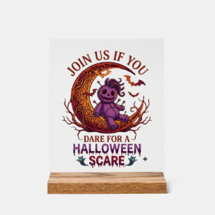 Dare Halloween Scare Purple Voodoo Doll Crescent M Acrylic Sign