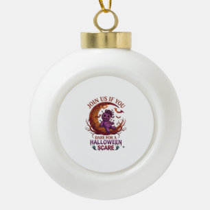 Dare Halloween Scare Purple Voodoo Doll Crescent M Ceramic Ball Christmas Ornament