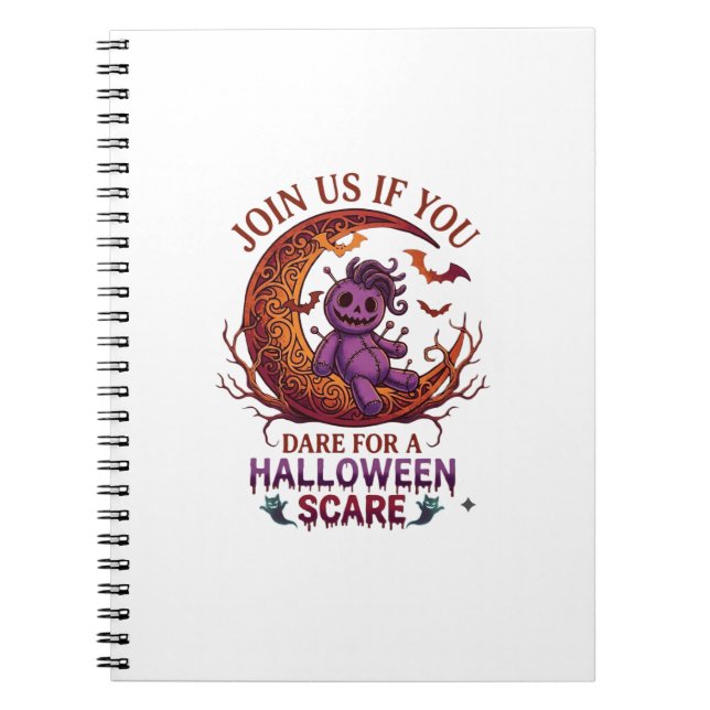 Dare Halloween Scare Purple Voodoo Doll Crescent M Notebook (Front)