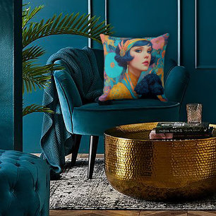 Dare to be Deco in Flapper Style Throw Pillow