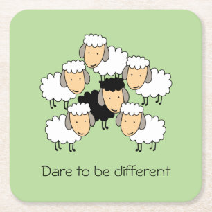 Dare To Be Different Black Sheep Square Paper Coaster